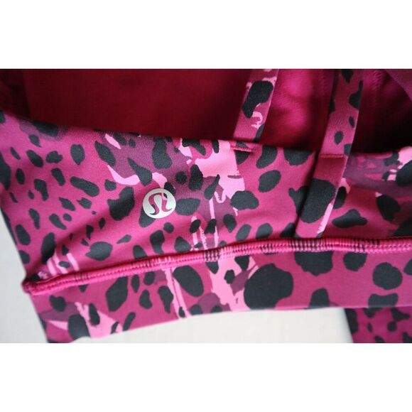 Lululemon 3-Pc Set Sz 6/4 Cheetah Camo Magenta/Purp Sculpt Tank Shorts Sport Bra - Picture 4 of 16